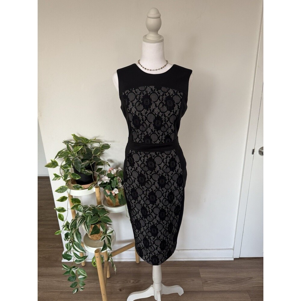 Karl Lagerfeld Paris Size 2 Black Lace Sheath Dress Sleeveless Cocktail Office